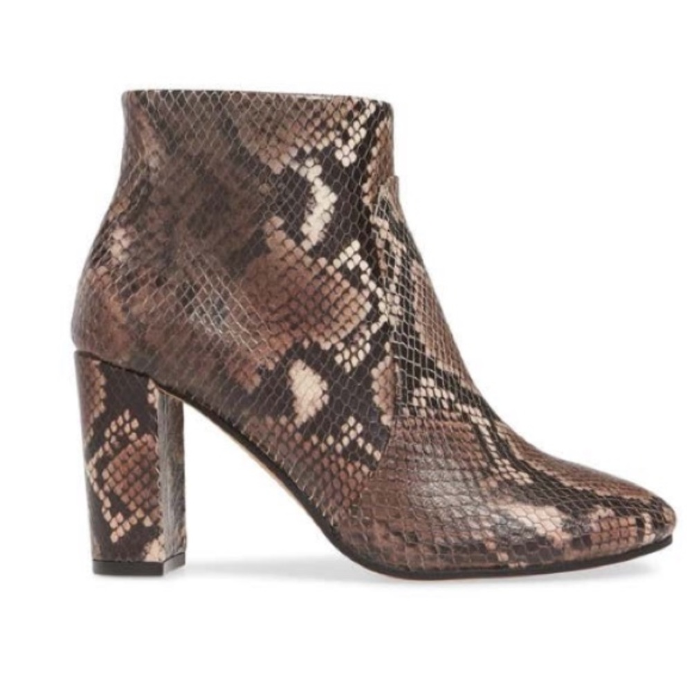 NEW Vince Camuto Taupe Snake Print Leather Bootie - Picture 3 of 14